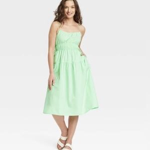 Universal Thread Green Pleated Spaghetti Strap Sundress